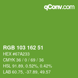 Color code: RGB 103 162 51 | qconv.com