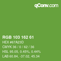 Color code: RGB 103 162 61 | qconv.com