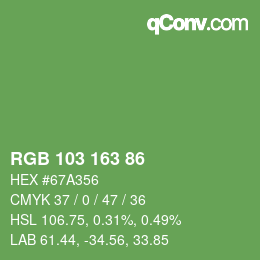 Color code: RGB 103 163 86 | qconv.com