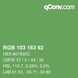 颜色代码: RGB 103 163 92 | qconv.com