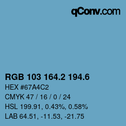 カラーコード: RGB 103 164.2 194.6 | qconv.com