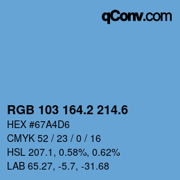 カラーコード: RGB 103 164.2 214.6 | qconv.com
