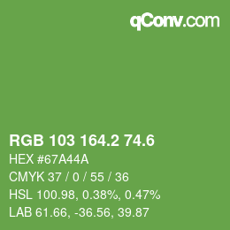 カラーコード: RGB 103 164.2 74.6 | qconv.com