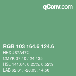カラーコード: RGB 103 164.6 124.6 | qconv.com