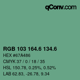 カラーコード: RGB 103 164.6 134.6 | qconv.com