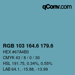 カラーコード: RGB 103 164.6 179.6 | qconv.com