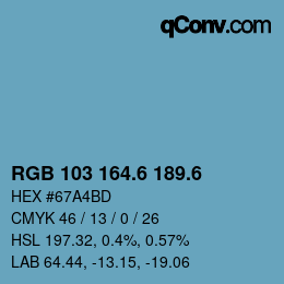 カラーコード: RGB 103 164.6 189.6 | qconv.com