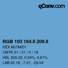 カラーコード: RGB 103 164.6 209.6 | qconv.com