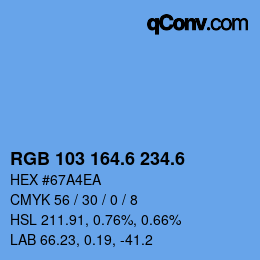 カラーコード: RGB 103 164.6 234.6 | qconv.com
