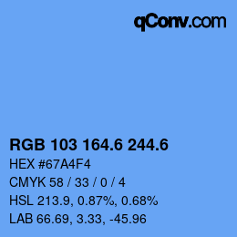 カラーコード: RGB 103 164.6 244.6 | qconv.com