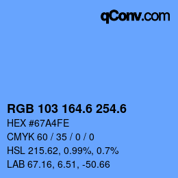 カラーコード: RGB 103 164.6 254.6 | qconv.com