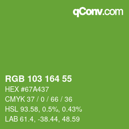 Código de color: RGB 103 164 55 | qconv.com