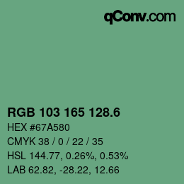 カラーコード: RGB 103 165 128.6 | qconv.com
