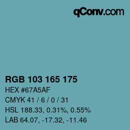 Color code: RGB 103 165 175 | qconv.com