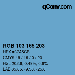 Color code: RGB 103 165 203 | qconv.com