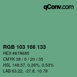 Color code: RGB 103 166 133 | qconv.com