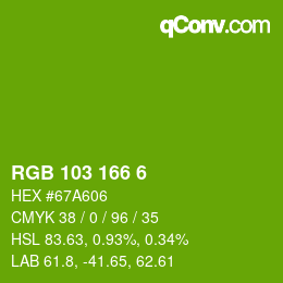 Color code: RGB 103 166 6 | qconv.com