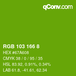 颜色代码: RGB 103 166 8 | qconv.com