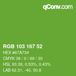 カラーコード: RGB 103 167 52 | qconv.com