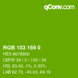 Color code: RGB 103 169 0 | qconv.com