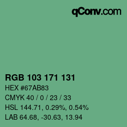 Color code: RGB 103 171 131 | qconv.com