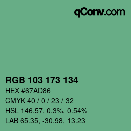 Color code: RGB 103 173 134 | qconv.com