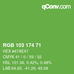 Color code: RGB 103 174 71 | qconv.com