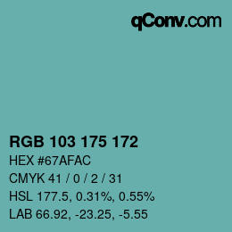 Color code: RGB 103 175 172 | qconv.com