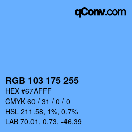 Color code: RGB 103 175 255 | qconv.com