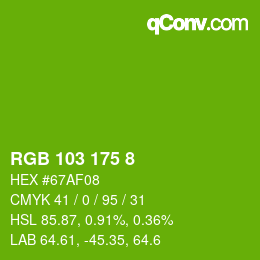 カラーコード: RGB 103 175 8 | qconv.com