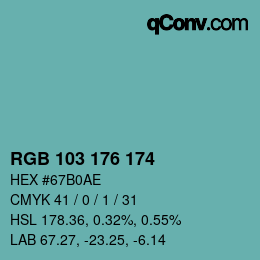 Color code: RGB 103 176 174 | qconv.com