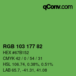 Color code: RGB 103 177 82 | qconv.com