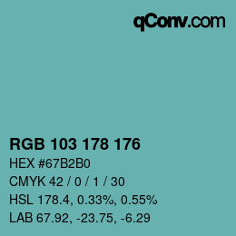 Color code: RGB 103 178 176 | qconv.com