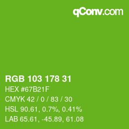 カラーコード: RGB 103 178 31 | qconv.com