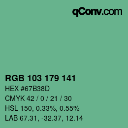 Color code: RGB 103 179 141 | qconv.com