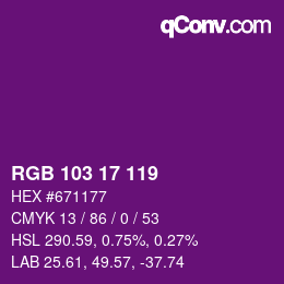 Color code: RGB 103 17 119 | qconv.com