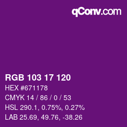 Color code: RGB 103 17 120 | qconv.com