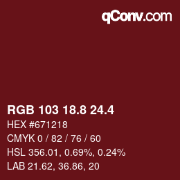 カラーコード: RGB 103 18.8 24.4 | qconv.com
