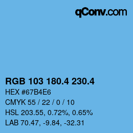 カラーコード: RGB 103 180.4 230.4 | qconv.com