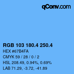 カラーコード: RGB 103 180.4 250.4 | qconv.com