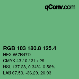 カラーコード: RGB 103 180.8 125.4 | qconv.com