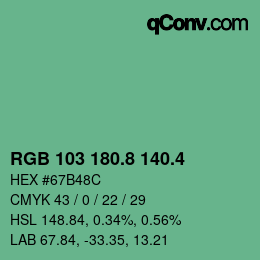 カラーコード: RGB 103 180.8 140.4 | qconv.com