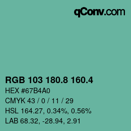 カラーコード: RGB 103 180.8 160.4 | qconv.com