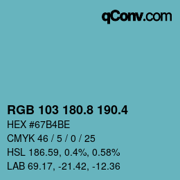 カラーコード: RGB 103 180.8 190.4 | qconv.com