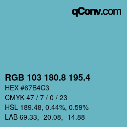 カラーコード: RGB 103 180.8 195.4 | qconv.com