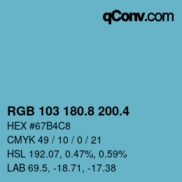 カラーコード: RGB 103 180.8 200.4 | qconv.com