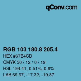 カラーコード: RGB 103 180.8 205.4 | qconv.com