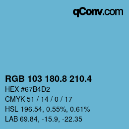 カラーコード: RGB 103 180.8 210.4 | qconv.com