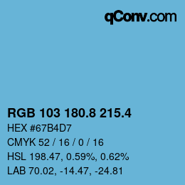 カラーコード: RGB 103 180.8 215.4 | qconv.com