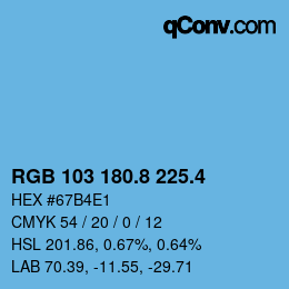 カラーコード: RGB 103 180.8 225.4 | qconv.com